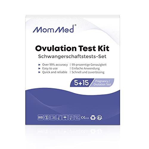 MOMMED Kit de Test Ovulacion, incluye 5 unidad de prueba de embarazo y 15 unidad de prueba de ovulación, HCG Test y LH Test, Ovulation Test, Detección rápida de 3 minutos, 20 unidad