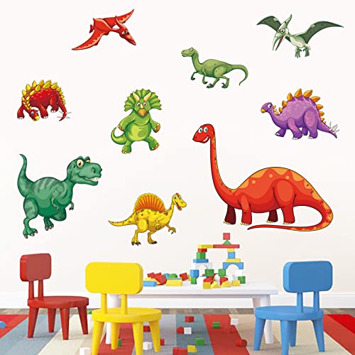 decalmile Pegatinas de Pared Dinosaurio Colorido Vinilos Decorativos para Niños Adhesivos Pared para Habitacion Bebés Guardería Dormitorio